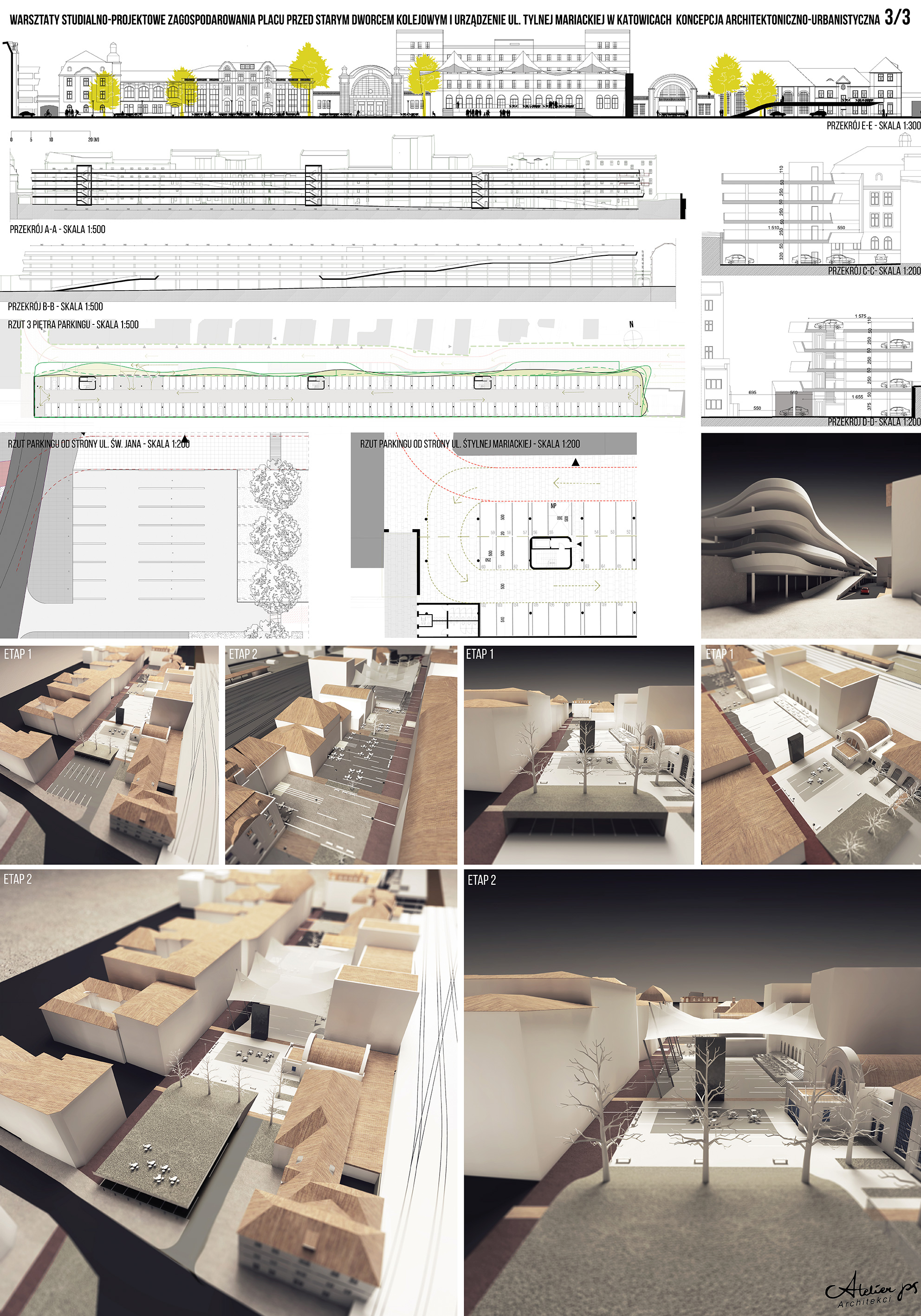 plac dworcowy, katowice, biuro projektowe, etap 1, etap 2